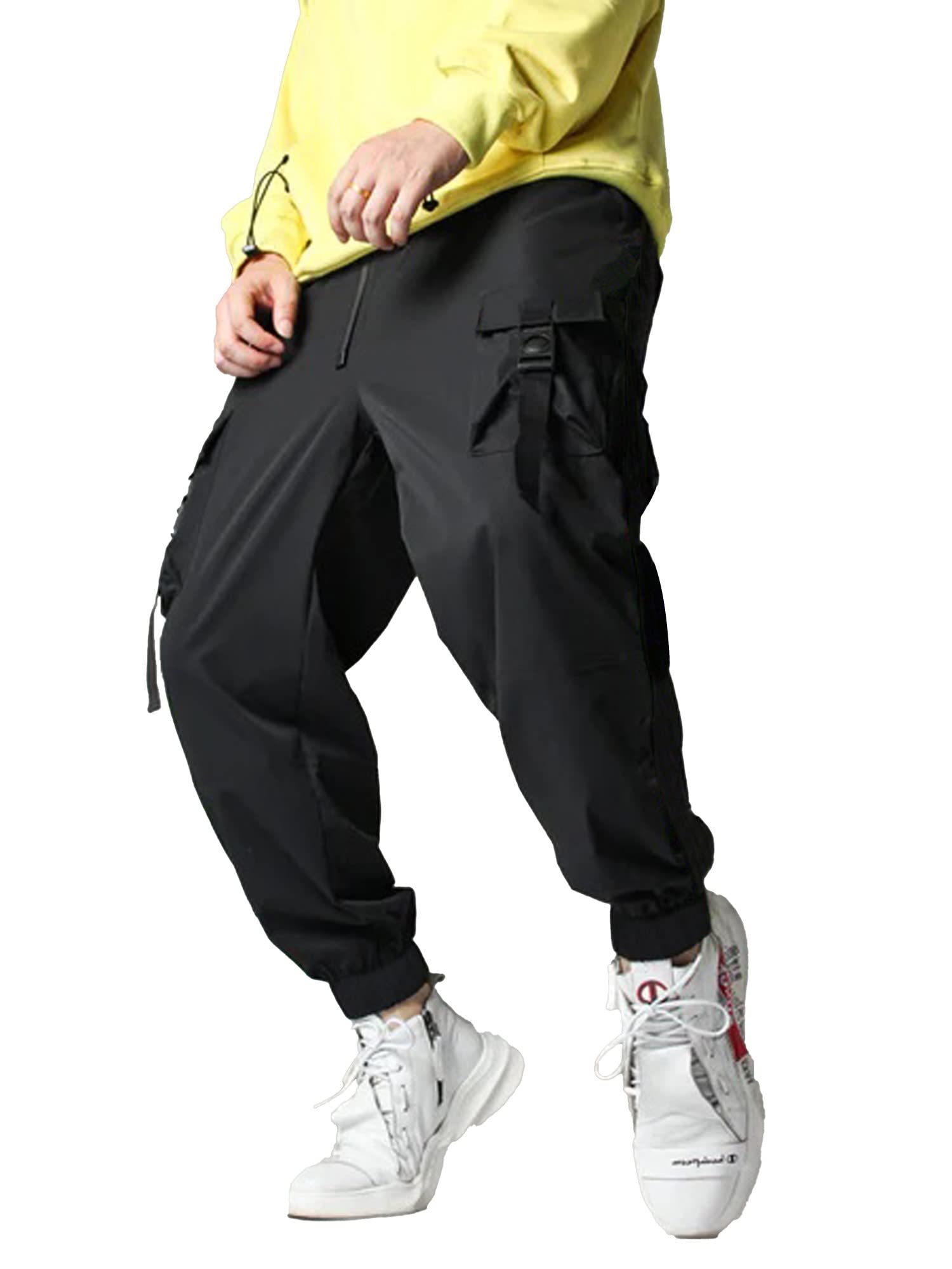 ManiacMen's Trackpant || Solid Polyester Cargo for Men || Black Loose Fit Trackpant