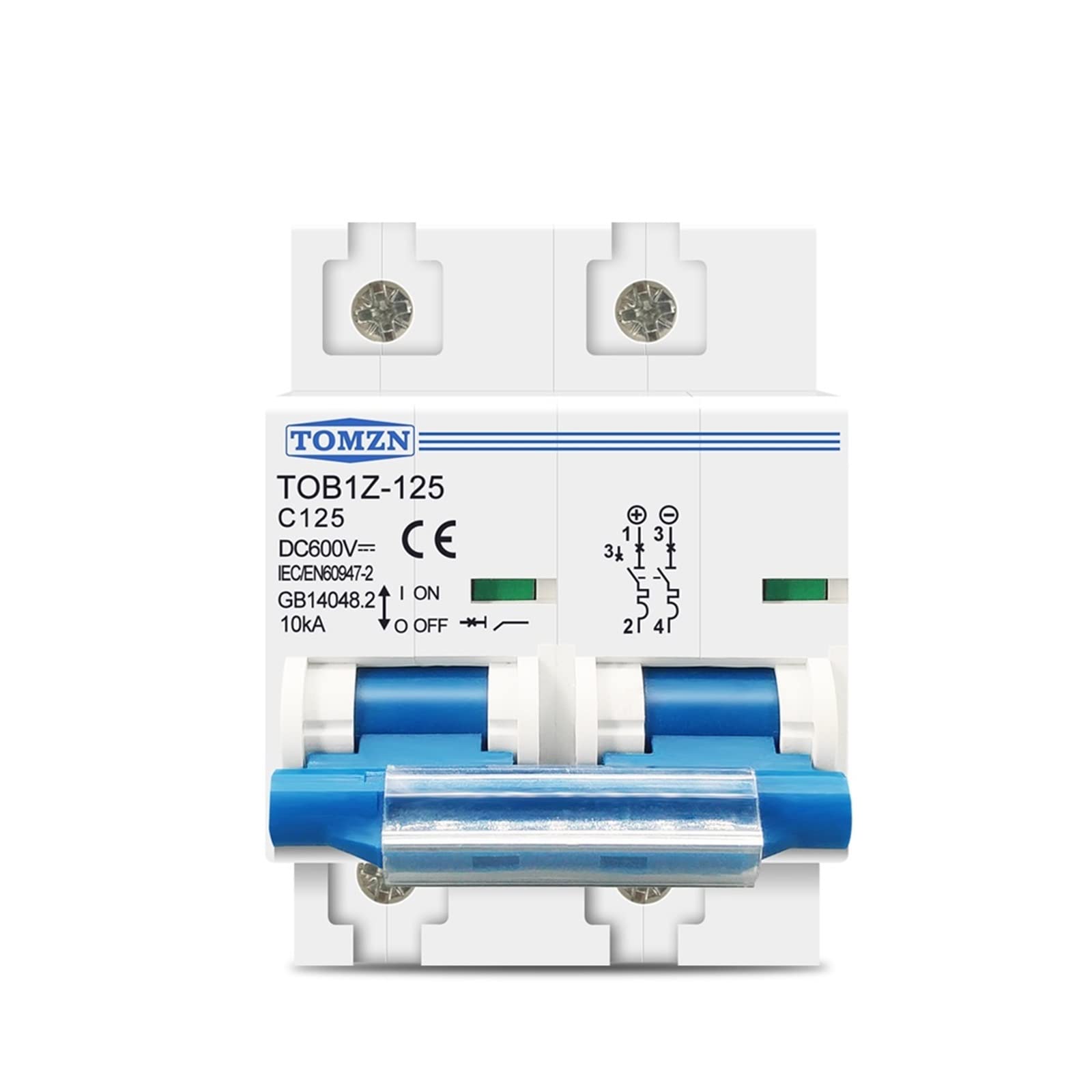 YFHGULBTK 2P 80A 100A 125A DC MCB 600V Circuit Breaker for PV System C Curve(100A)
