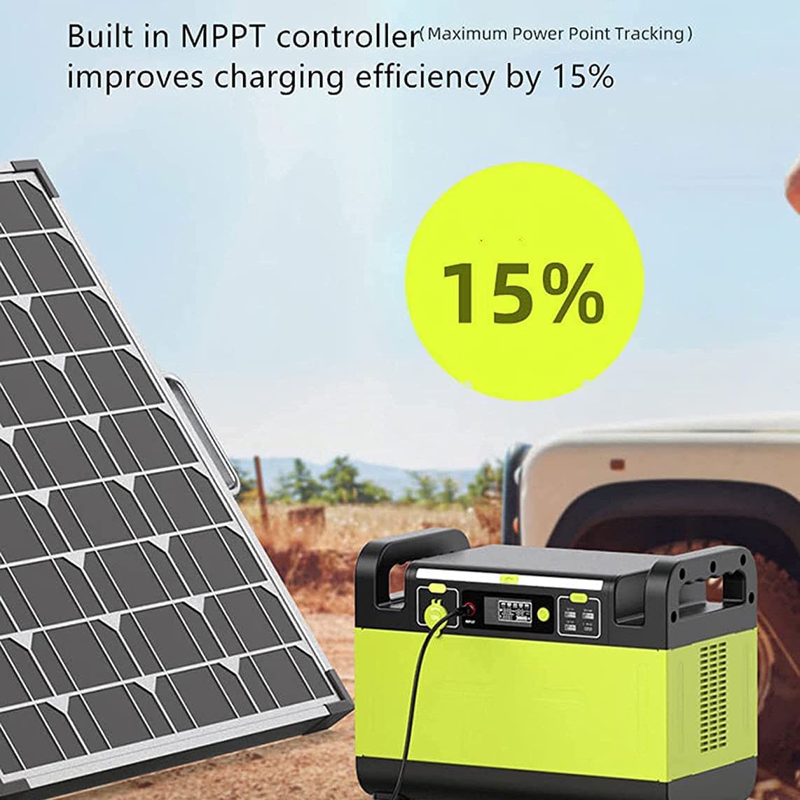 Générateur Solaire d'extérieur, Batterie de Secours au Lithium 1 344 Wh, Prise Secteur à Onde sinusoïdale Pure 220 V/200 W, Centrale électrique Portable 1 500 W