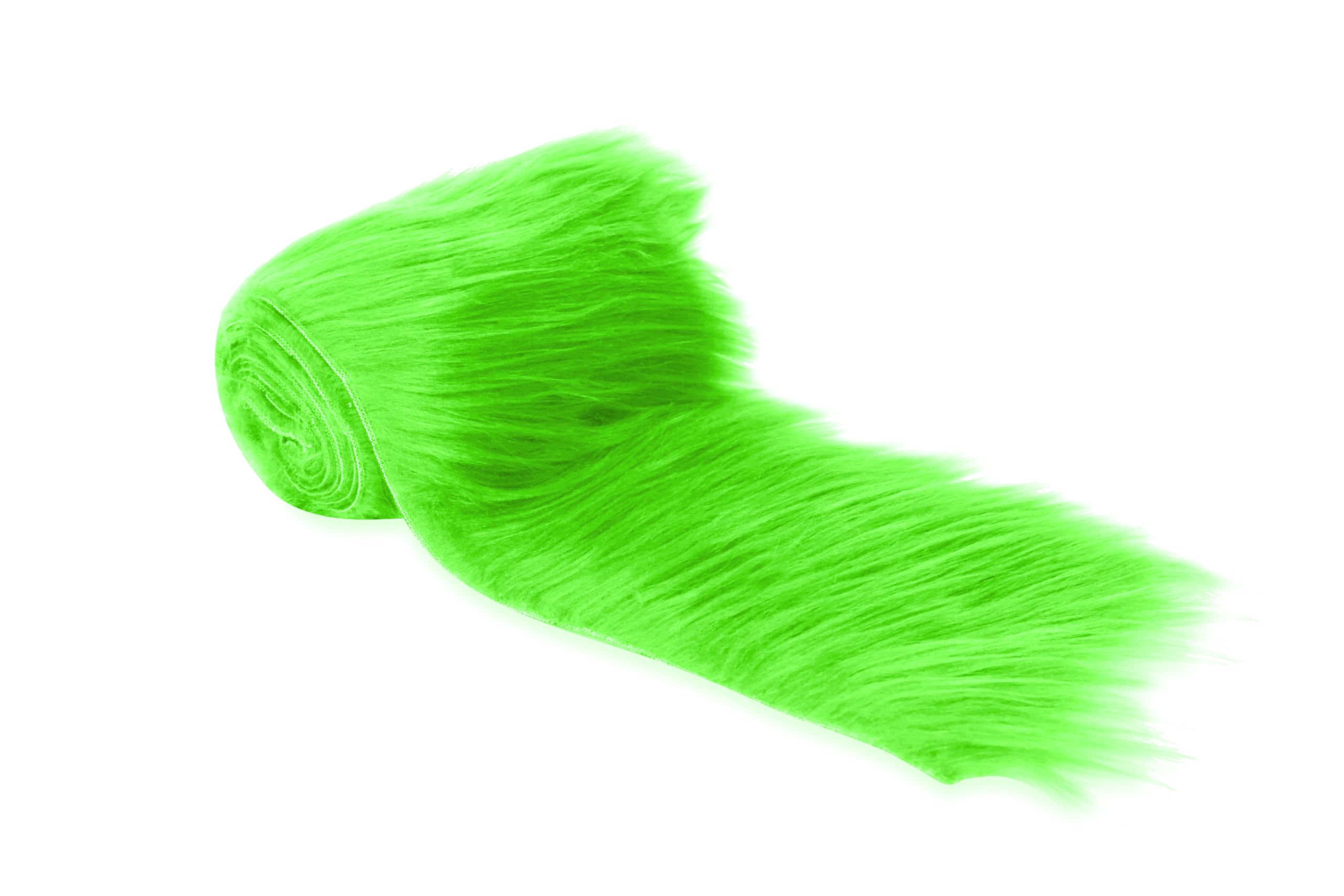 FabricLA Shaggy Faux Fur Roll - 2" X 60" Inches Trim Fur Rolls - 2.5 Inch Pile Length - Artificial Fur Material - Use Faux Fur Piece for Crafts, DIY, Costume Design, Decoration - Lime