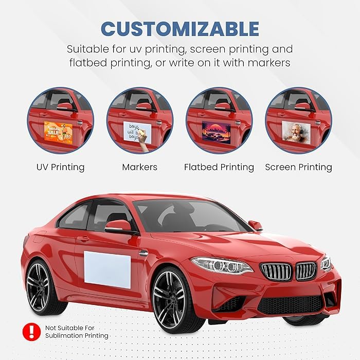 Image of Car Magnet Sheet 16 inch x 24 inch 2 Pack - White Blank Automotive Magnets for Company Advertising, Print or Sticker - Strong Non Adhesive Vinyl Magnetic Sheets for Cars, Truck Decals, Van Advertisement Signs