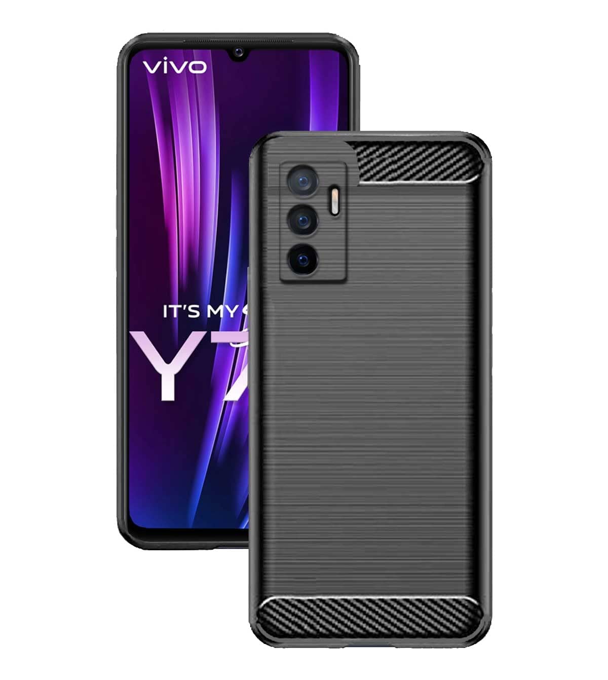 AA19 Shockproof Back Case Cover for Vivo Y75 4G (Carbon Fiber Brushed | Rubber | Black) (B0BQ3WNFXS) Amazon Price History, Amazon Price Tracker