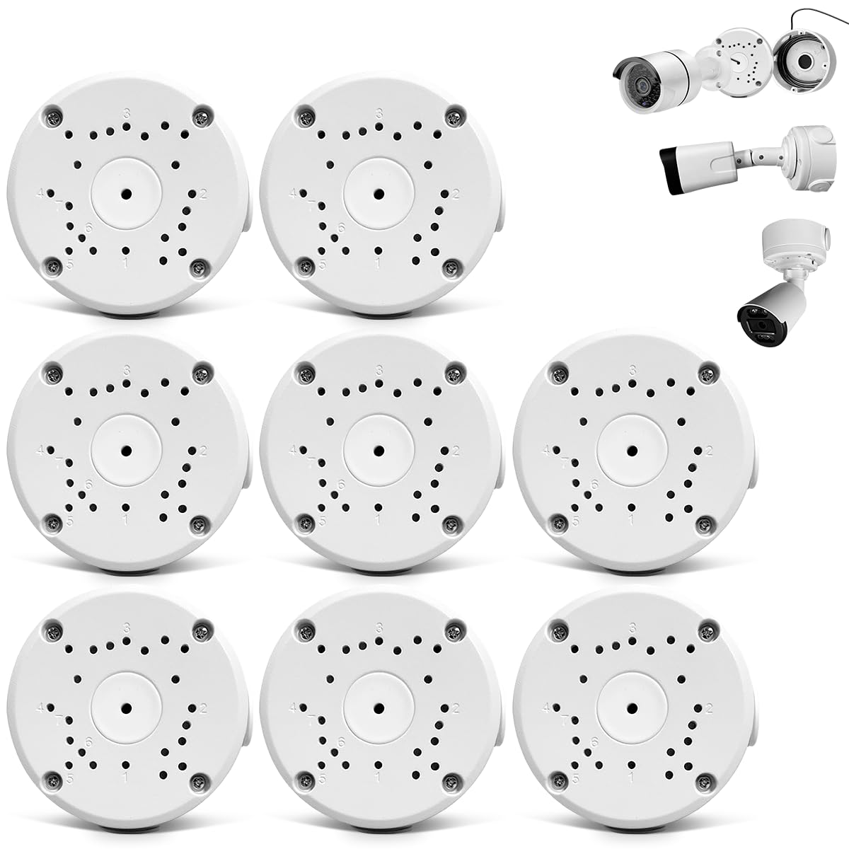 Lot de 8 supports de montage universels en aluminium pour caméra de | Universel pour caméra de sécurité Bullet étanche, boîte de jonction, compatible avec les caméras de vidéosurveillance
