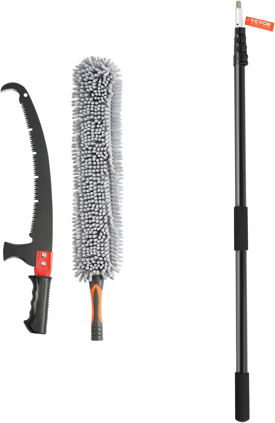 VEVOR Manual Pole Saw, 4.9-20 ft Extendable Tree Pruner with Lightweight Aluminum Alloy Handle, Chenille Brush and Sharp Steel Blade for Palm and Shrub Trimming