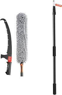 VEVOR Manual Pole Saw, 4.9-20 ft Extendable Tree Pruner with Lightweight Aluminum Alloy Handle, Chenille Brush and Sharp Steel Blade for Palm and Shrub Trimming