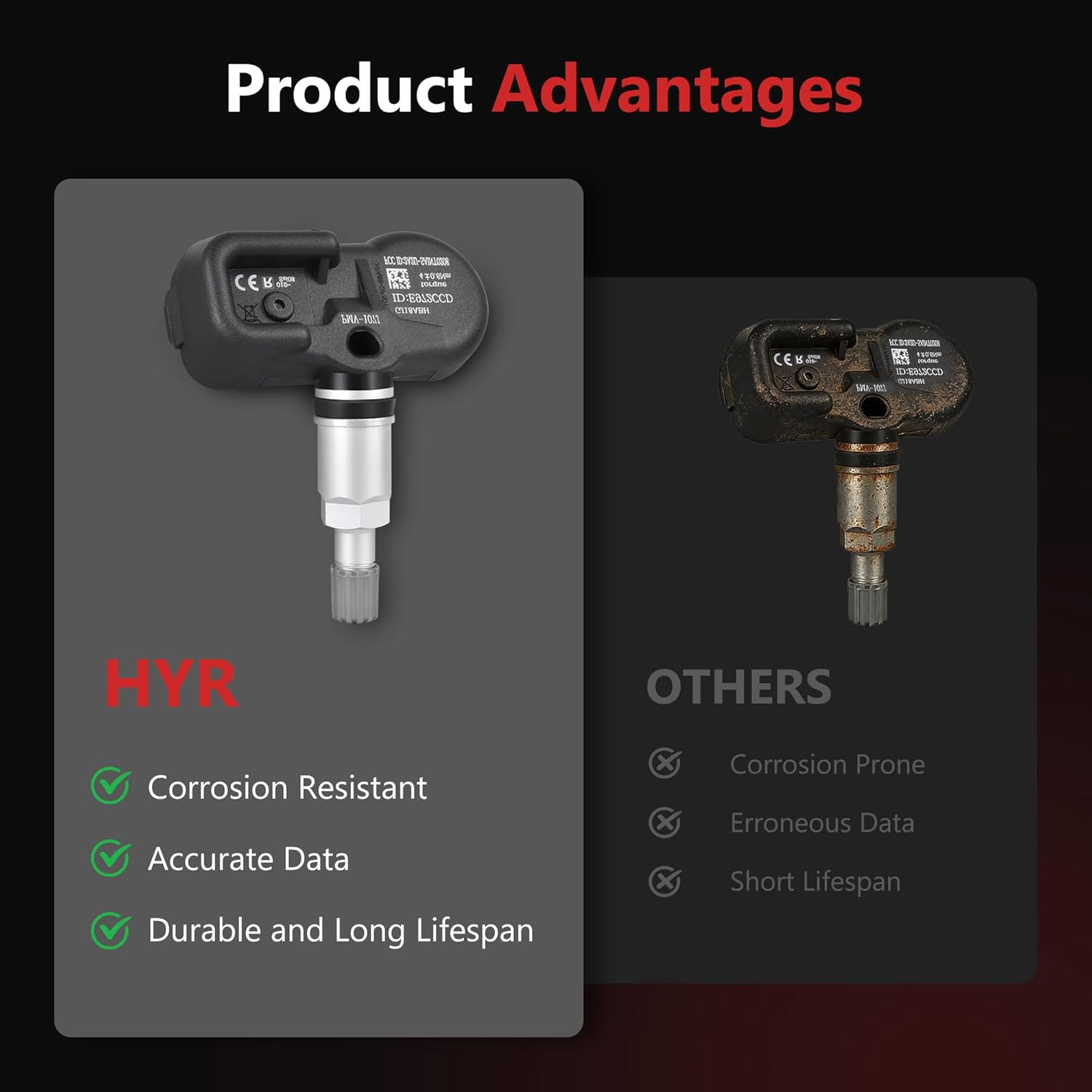 HYR TPMS Sensor Tire Pressure Monitoring Sensor Fit for Toyota, Lexus, Scion & Pontiac Models - Avalon, Camry, Corolla, Highlander, Tacoma, Prius, RX 330, tC Replace# PMV-107J, 315MHz, Set of 4