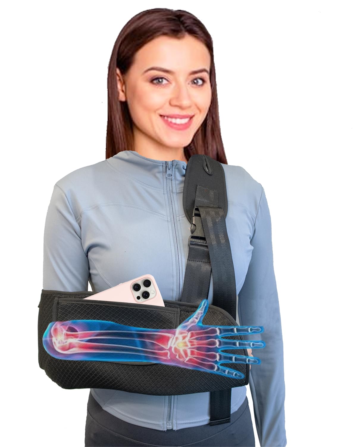Armschlinge, verbesserte Gurte, ultimativer Komfort, praktische Tasche, Armschlinge, Schulter-Wegfahrsperre für Schulterverletzungen, Ellenbogenverletzungen, Handgelenkverletzungen, gebrochene