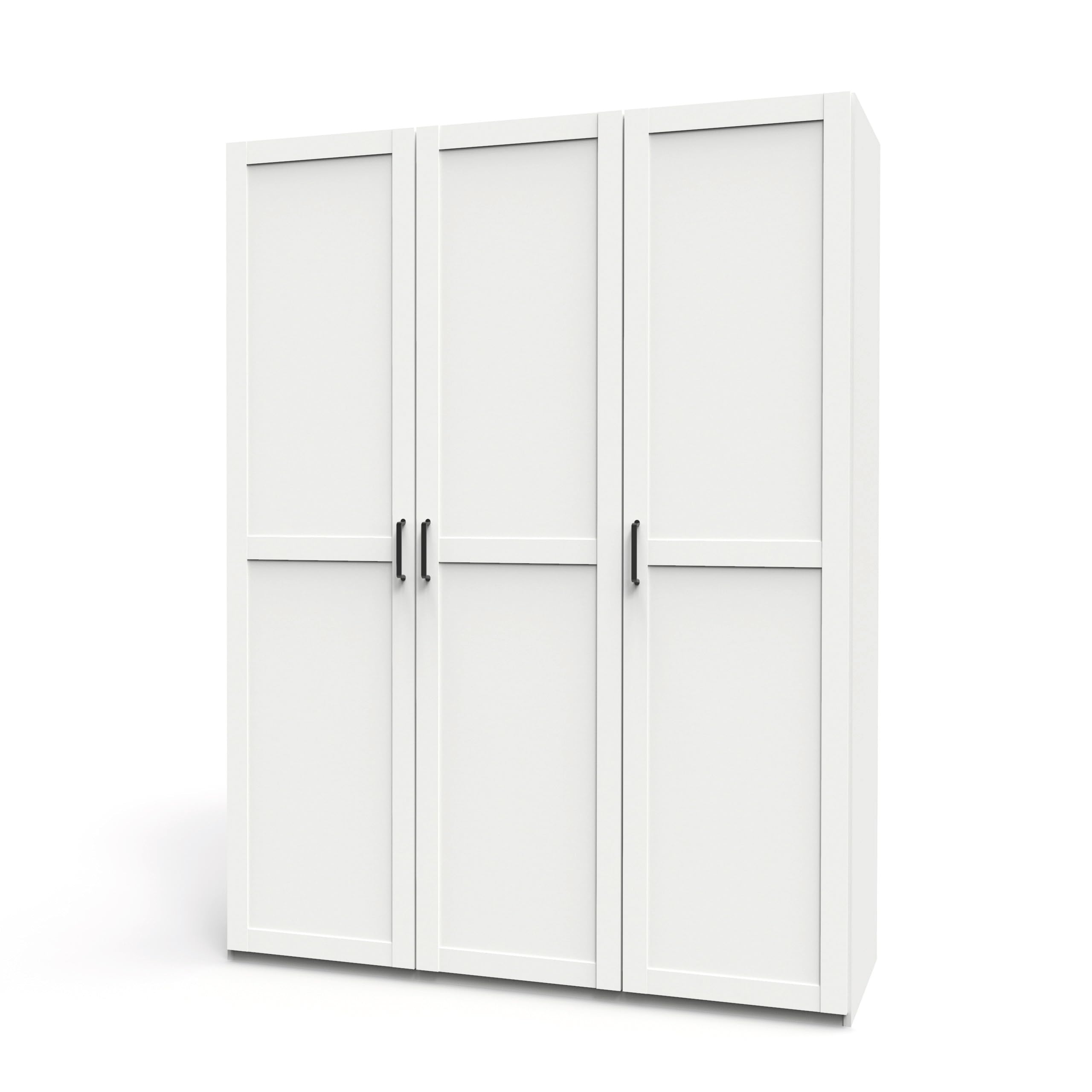 MUEBLES PITARCH Armario Dormitorio Ropero 3 Puertas Molduradas 1 Barra, 1 Altillo y 3 Estantes, Blanco, 200x150x55cm (Alto x Ancho x Fondo), Moderno, Colección Coimbra