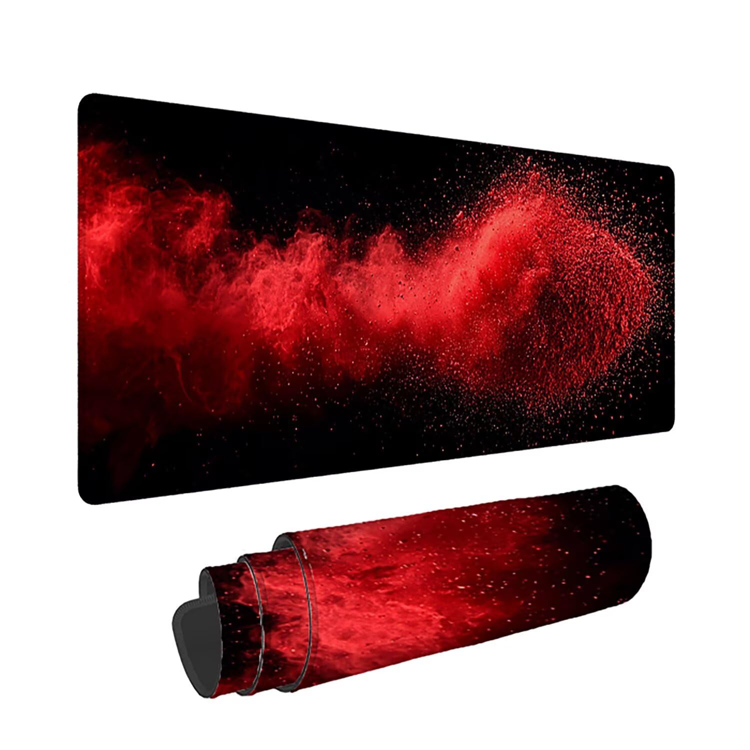 Podkładka pod mysz do gier XXL - 1600 x 800 x 3 mm - krajobraz duża antypoślizgowa podkładka pod klawiaturę biurową ze zszytymi krawędziami, czerwona duża podkładka pod mysz do gier do biura i domu