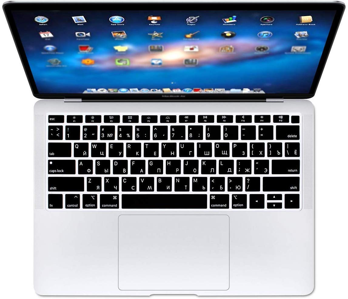 Russian Language Keyboard Cover Protective Skin Compatible with MacBook Air 13 inch with Retina Display Model A1932, 2018 Release (not Compatible for Old Version MacBook Air 13" A1369 & A1466)