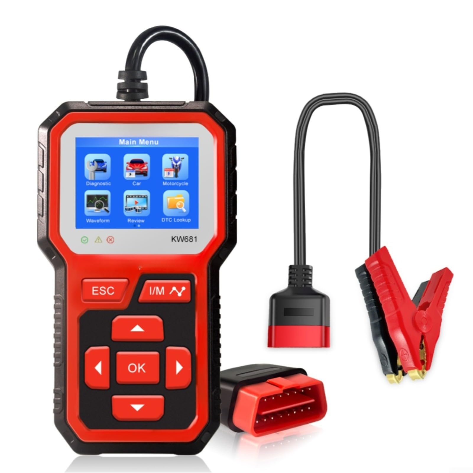 KW681 6V/12V Comprobador de batería para coche y moto