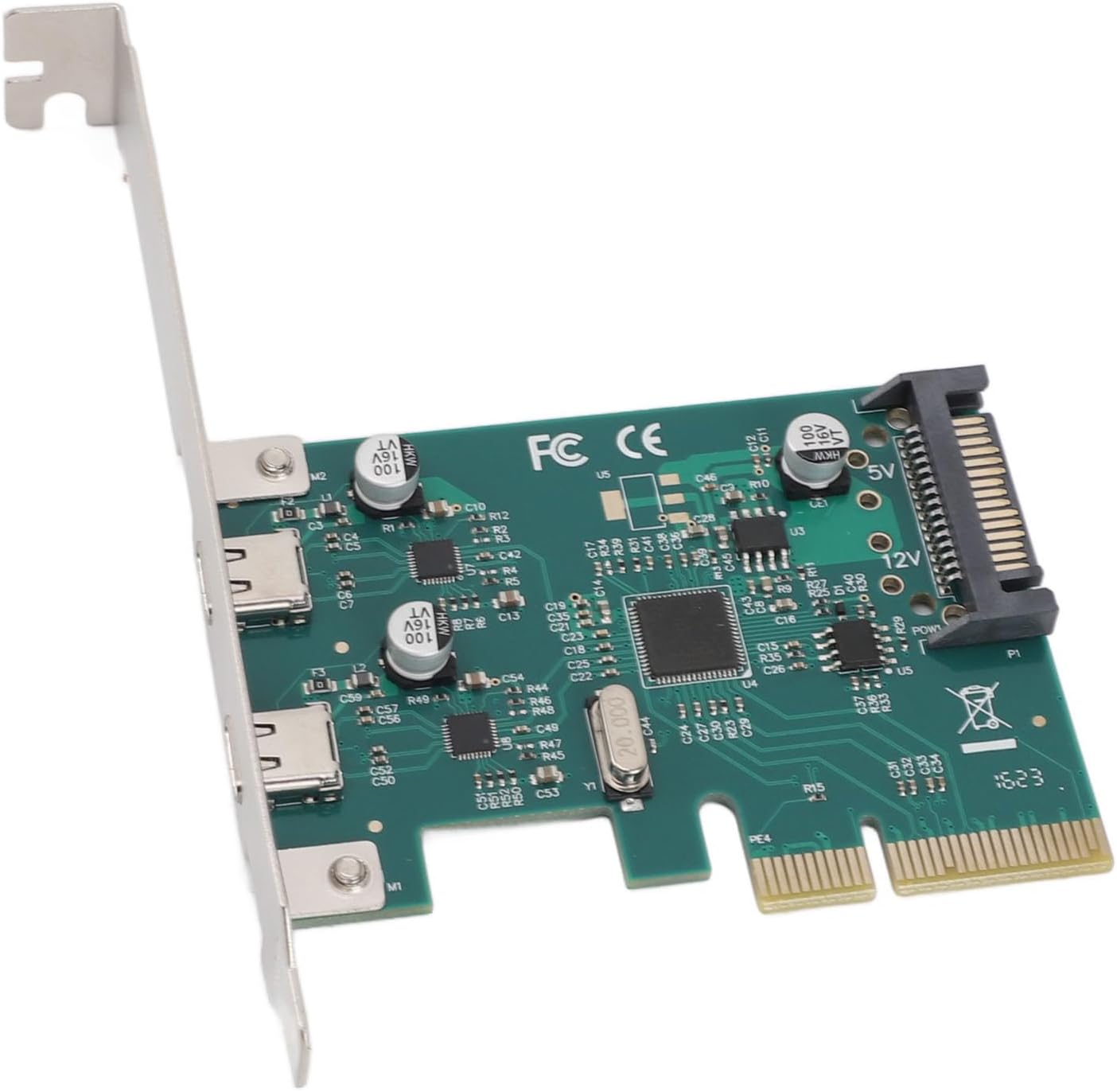 PCIe to Type C Adapter Card High Speed Dual Port 10Gbps PCI Express to USB 3.1 Expansion Card for Desktop Computers and Gaming PCs