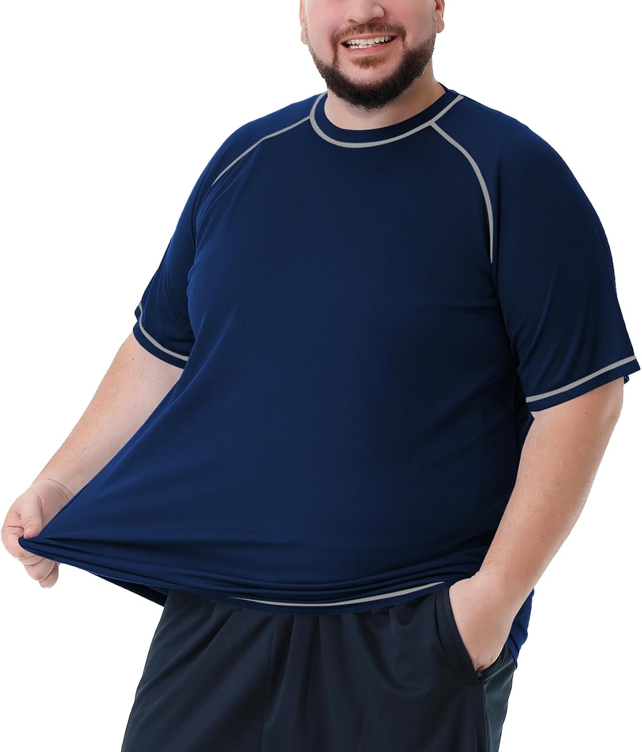 Mens Big and Tall Swim Shirt Sun Protection UPF 50+ Rash Gard Quick Dry T-Shirt