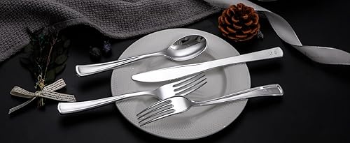 Miniatura 8 de Nervure Juego de 300 cubiertos de plástico plateado  Cubiertos desechables resistentes que incluyen 150 tenedores, 75 cuchillos, 75 cucharas,