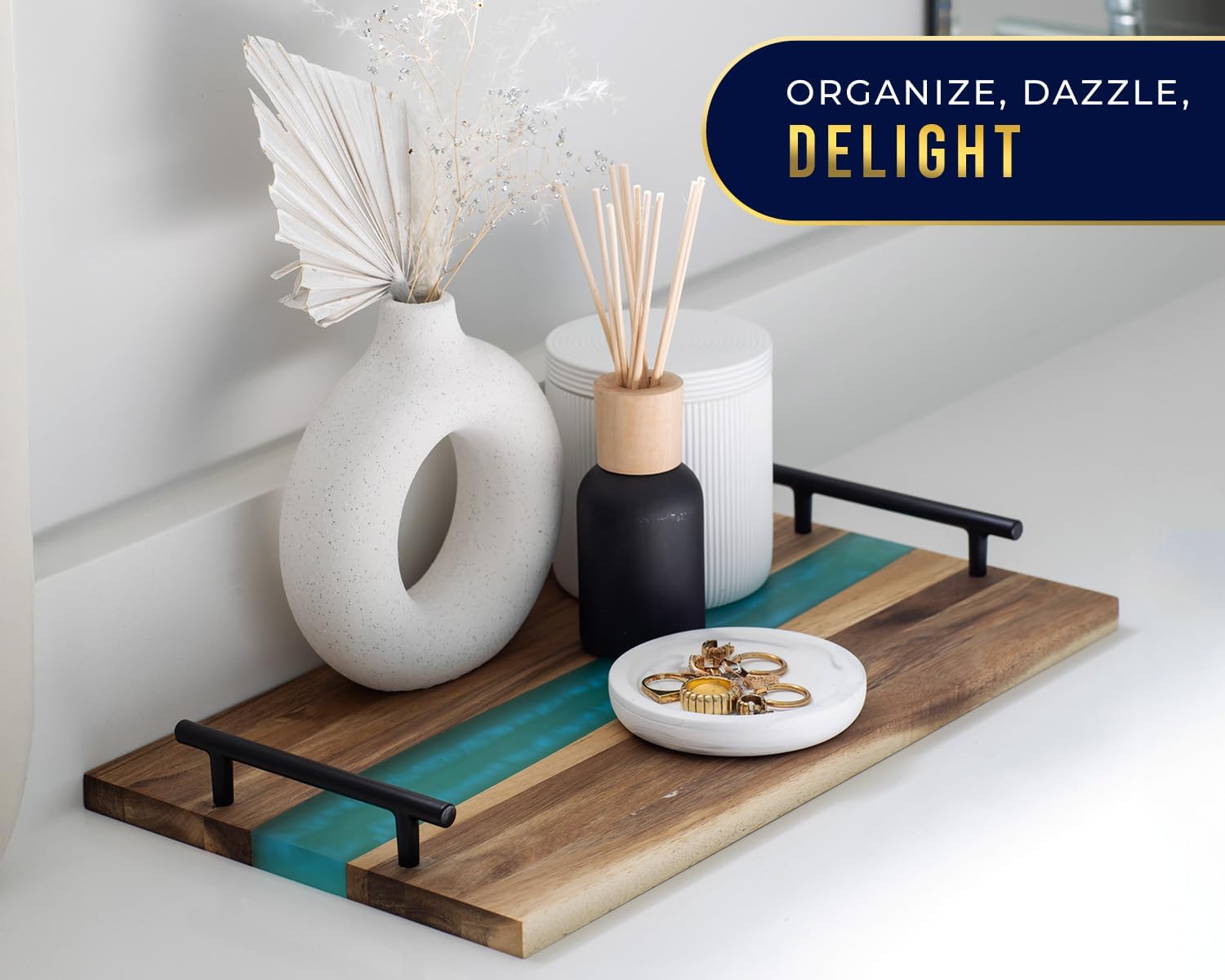 Inspired Silver - シルバーサークルチャームトグルブレスレット、キュービックジルコニアジュエリー付き。, 7 5 i Inspired  Silver - シルバーサークルチャーム トグルブレスレット キュービックジルコニアジュエリー シルバー Inspired Silver -  シルバーチャーム ... 樹脂製木製トレイ 装飾ブルーサービング大皿 朝食 前菜 スナック パティオ オットマン コーヒーテーブル センターピース モダンなホ