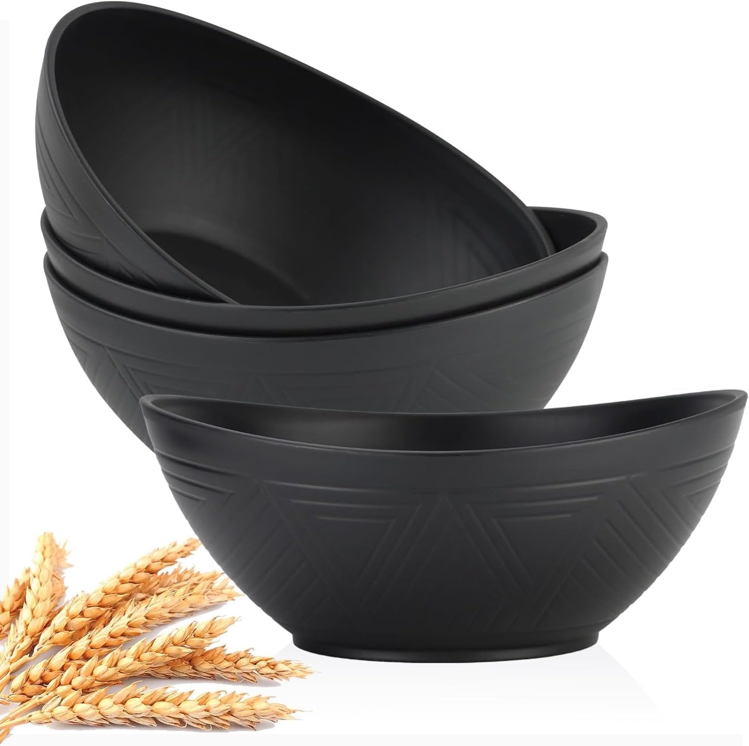 Homienly 9.6 inch Serving Bowls, Large Serving Dishes for Wedding Parties, 60 Oz for Salad, Side Dishes, Pasta, Oval Shape, Microwave & Dishwasher Safe, Set of 4, Black