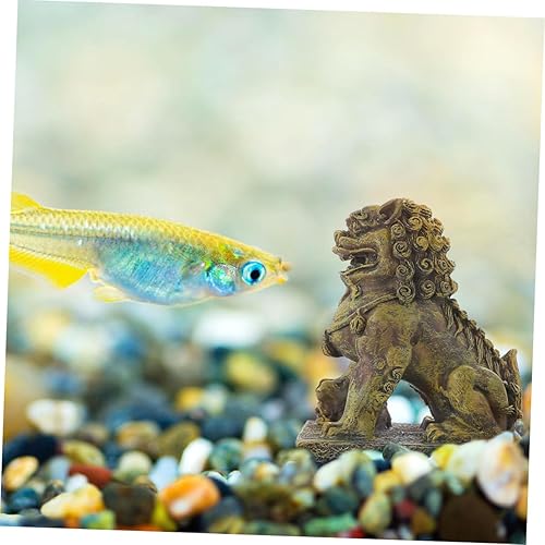 Miniatura 2 de Happyyami 2 piezas de adorno de león micro paisaje acuario decoración manualidades con diseño chino símbolo de fuerza y prosperidad para peceras y