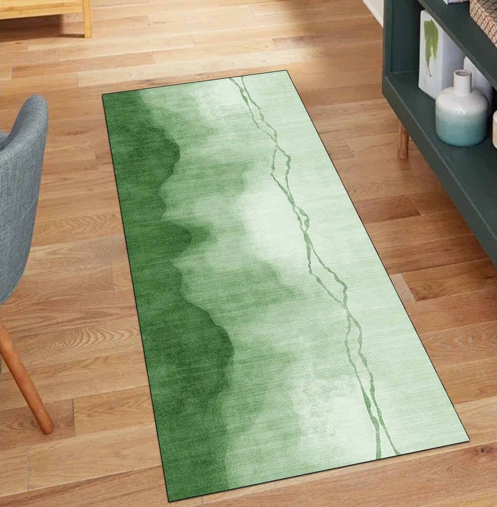 Camino de pasillo 90x150 alfombra verde antideslizante lavable decorativa abstracta