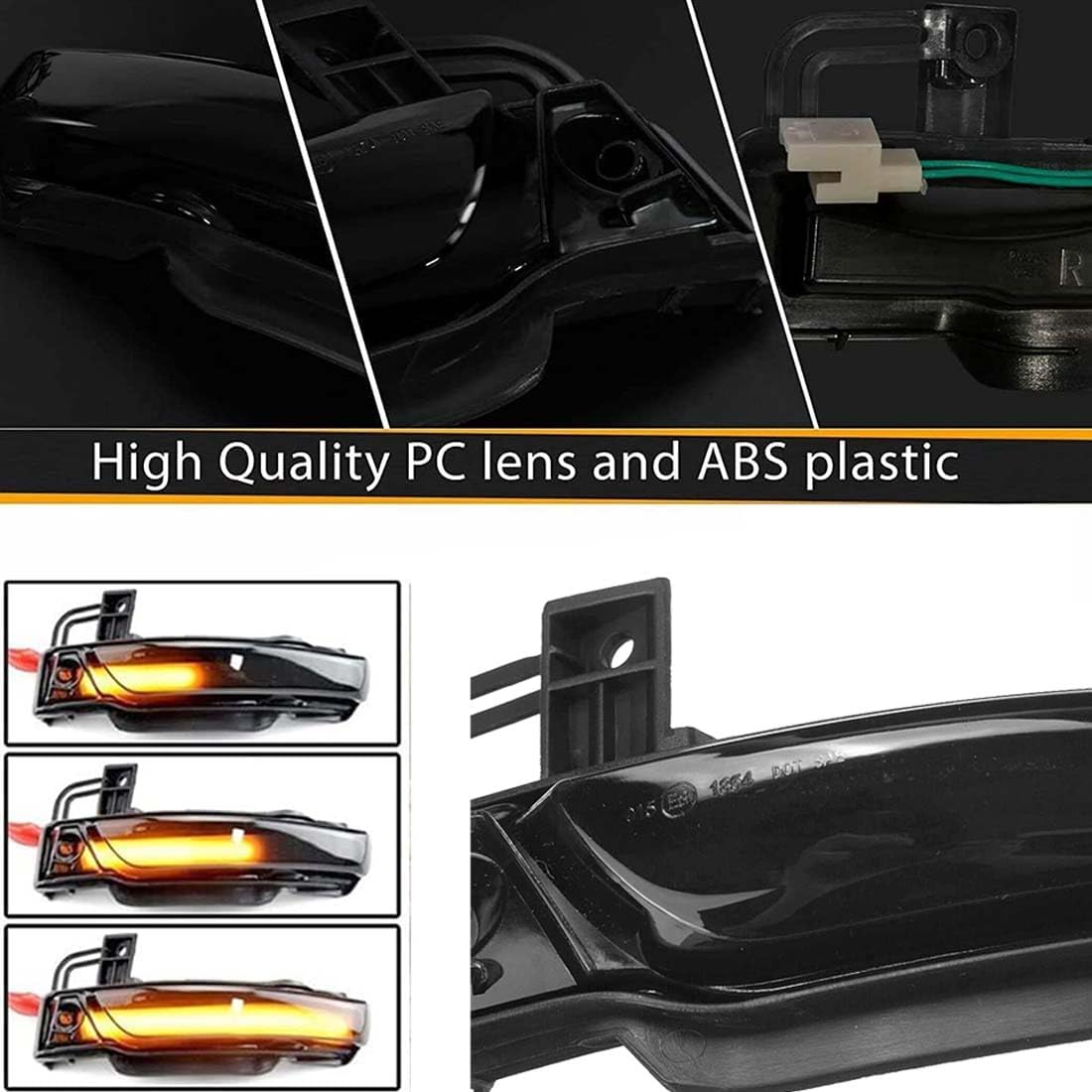 Car Dynamic Turn Signal Amber LED Turn Signal Side Mirror Light Rear Mirror Blinker Lamp Compatible for Jeep Grand Cherokee WK2 Cherokee SRT8 2011-2020 (Pack for 2)