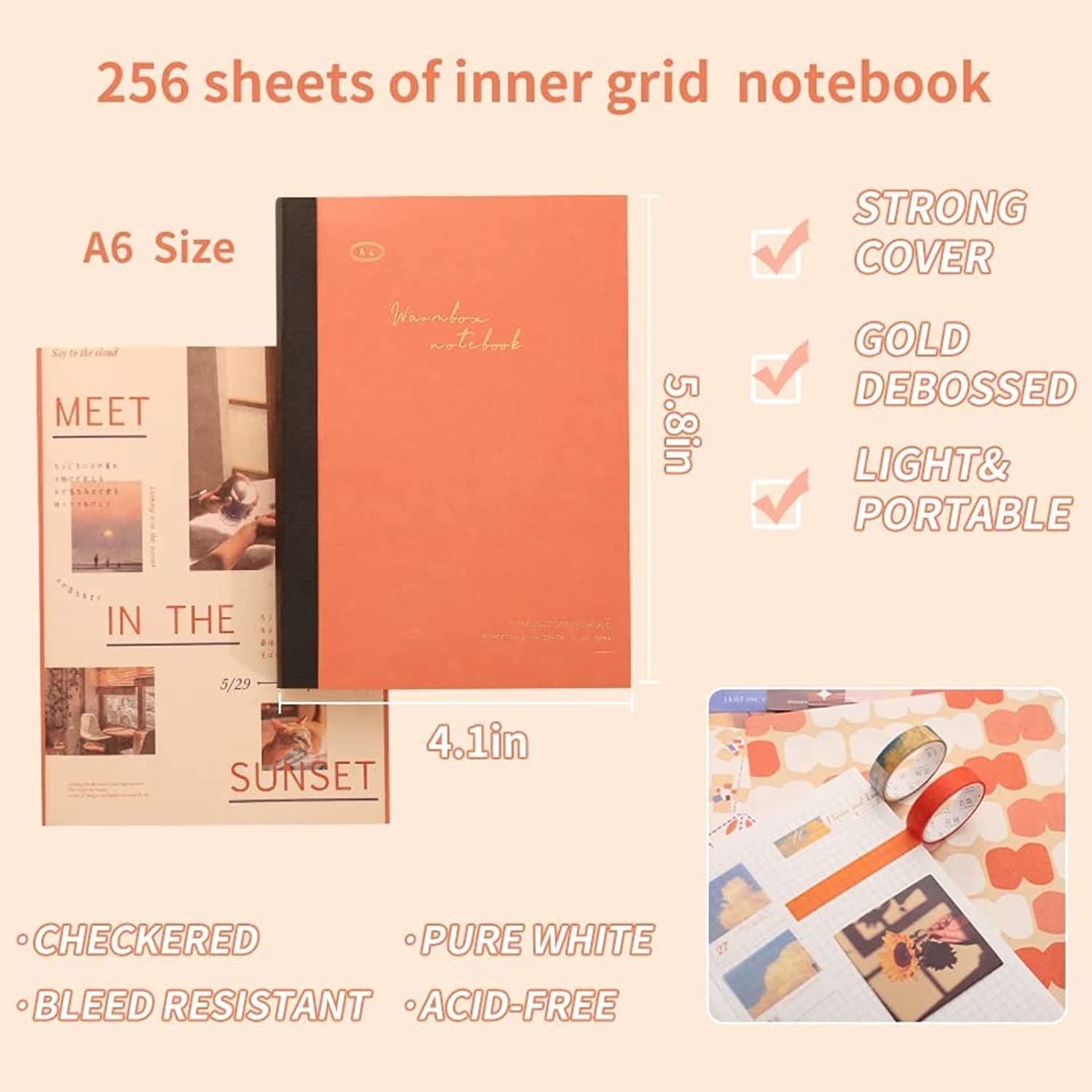 KELUMIE Scrapbook Kit Daily Journal Scrapbooking A6 Grid Notebook Summer Craft ATR Stationery DIY Journaling Craft Kit Gift for Girls, Woman, Kids, Teen (Sunset) 2