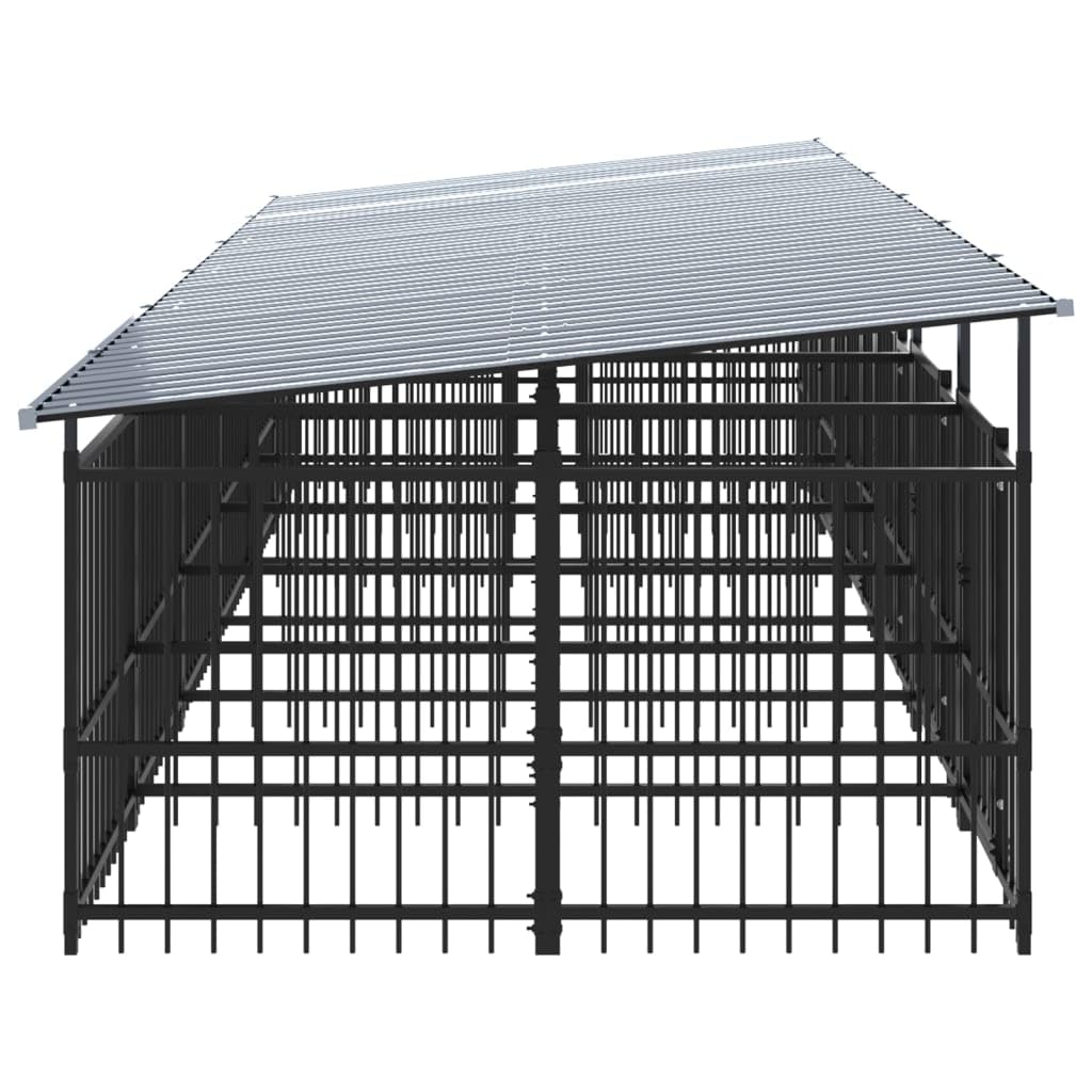 Perrera para perros de acero con recubrimiento en polvo con techo de 11,26 m², plegable y portátil, parque seguro con valla para cachorros y perros, ideal para jardín, patio e interior