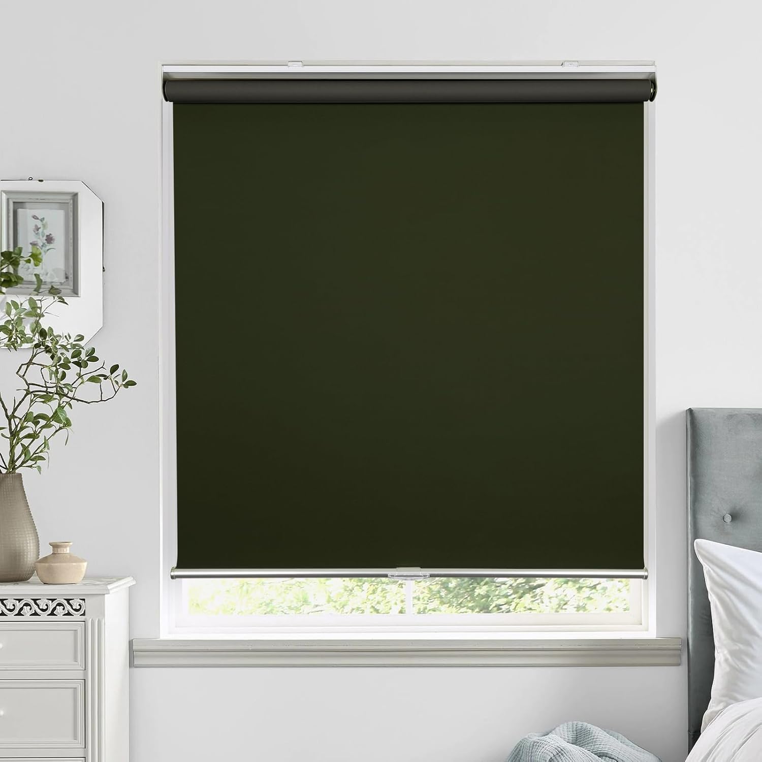 ALLBRIGHT Classic 100% Blackout Cordless Roller Shades for Windows, Spring System Roller Blinds with UV Protection Thermal Insulated, Easy to Install Black 42"Wx 72"H