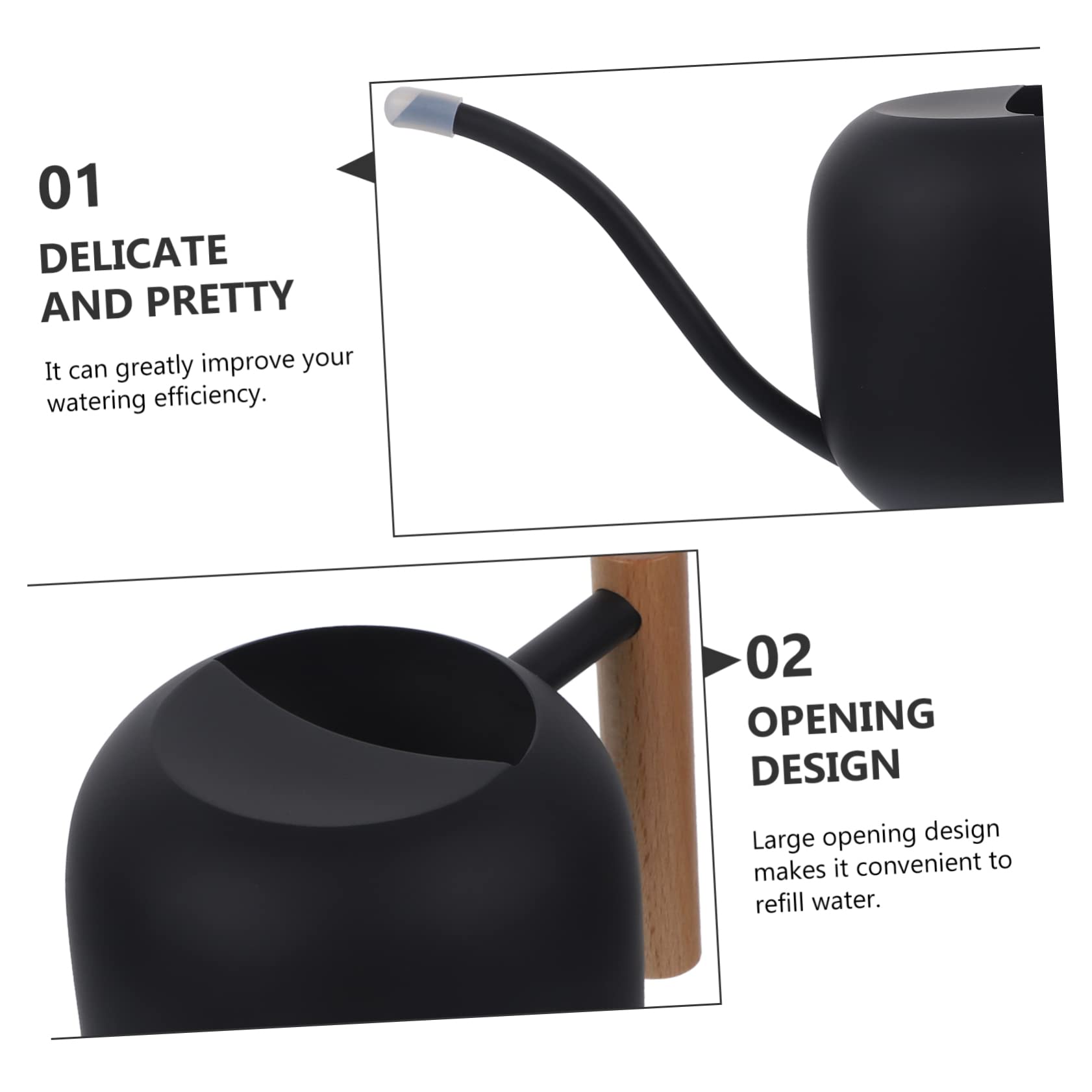 TOYANDONA Longue Bouche arrosoir Pouvez arrosoir de Jardin Joli arrosoir pour Plantes d'intérieur Petit arrosoir pour Plantes d'intérieur arrosoir Plantes d'intérieur Acier Inoxydable Noir