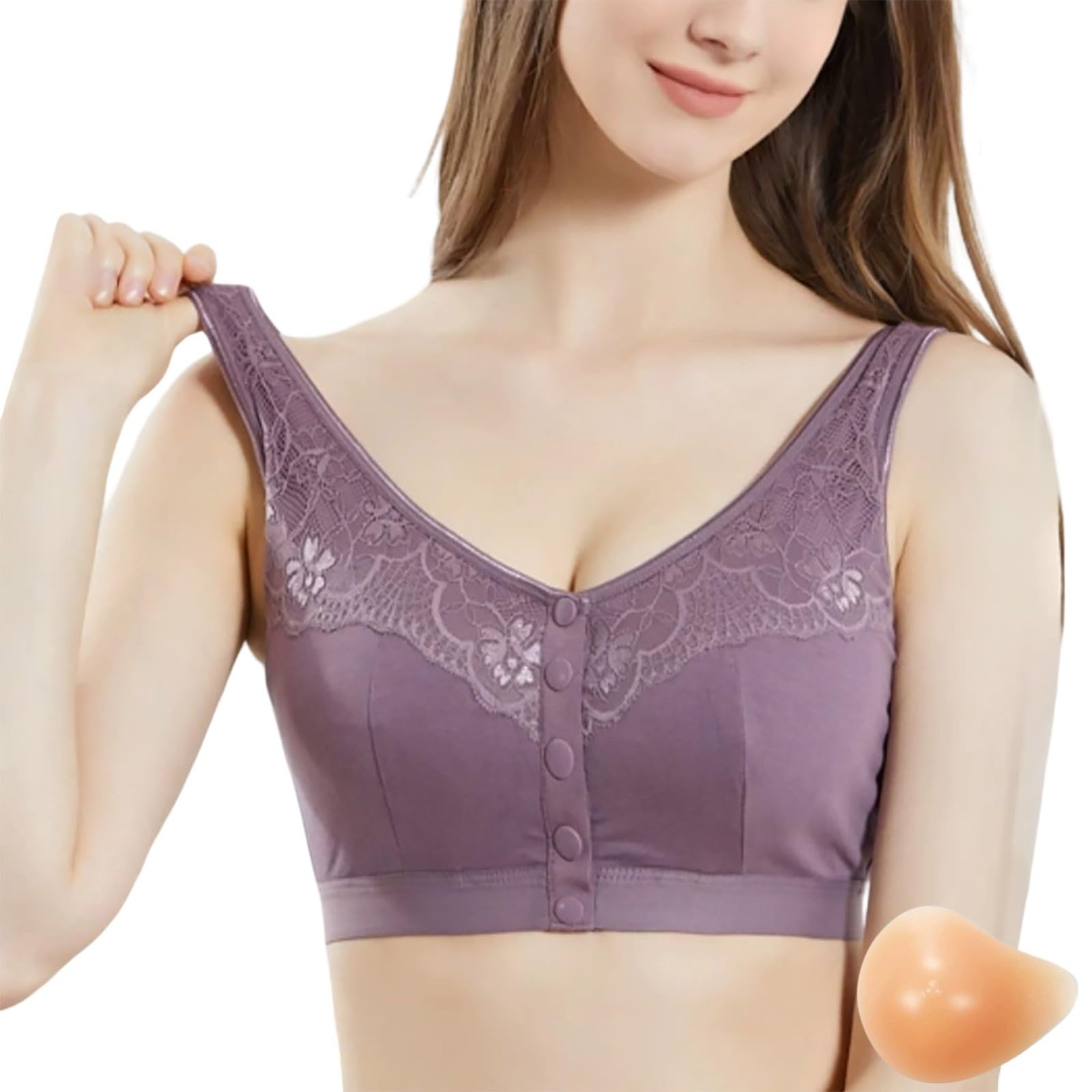 Generico Reggiseno Post Operatorio Mastoplastica per Protesi Mastectomia Reggiseni Senza Ferretto Bra Con Tasca per Protesi Morbido E Confortevole Taglie Forti per Cadente e Seno Grande