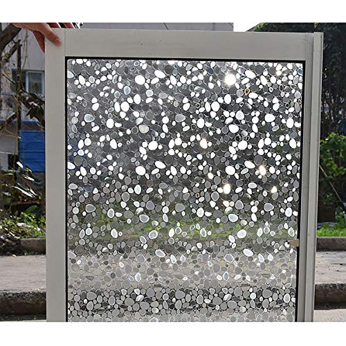 Queenbox Semi-Transparent 3D Pebble Window Film, Glass Film Static Cling Glass Film No Glue Anti-Uv Window Sticker Non Adhesive For Office Meeting Room Bathroom Living Room, 22.8" X 39.3" #TOP3