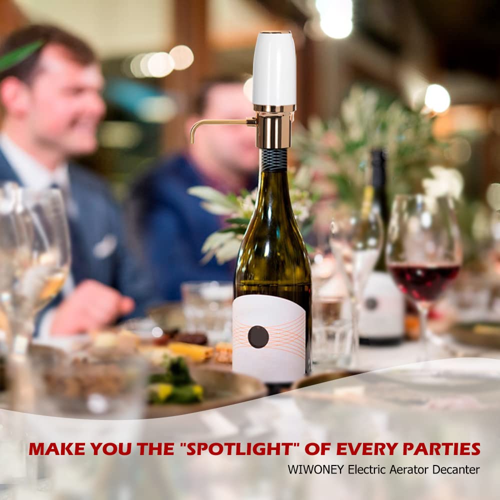 Aérateur à vin électrique premium, décanteur automatique multi-intelligent de vin, distributeur de vin rechargeable par One-Touch USB Blanc (Tube D'extension/Base)