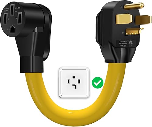 Cable adaptador de cargador NEMA 14-30P a 14-50R EV, 125V/250V, 4 clavijas, enchufe macho a 50 amperios 4 clavijas hembra EV para carga de nivel 2,