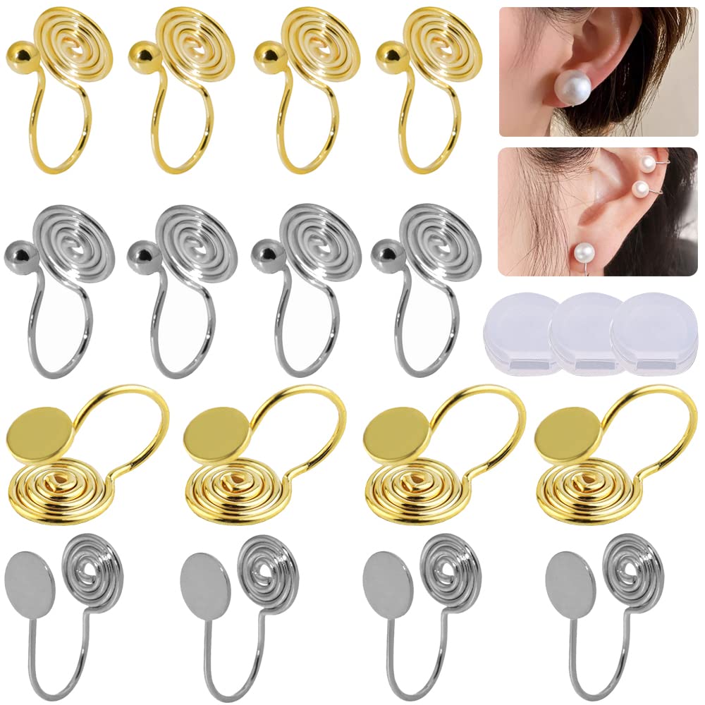 Amazon.co.jp: TBDBNR イヤリング パーツ イヤリングコンバーター クリップ式 ノンホールピアス パーツ 痛くないイヤリングクリップ変換  4ペア16個セット 金具 アクセサリーパーツ イヤリングパーツ アクセサリー パーツ 金具 DIY 手芸 材料 素材 シリコーン抗痛パッドが ...