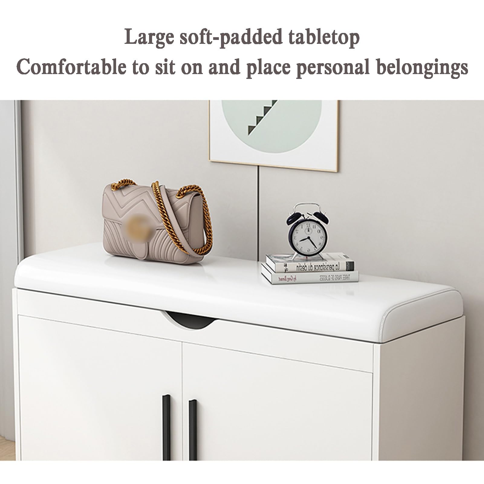 Schuhaufbewahrungsbank mit Klappdeckel, 2-stufiger Schuhregal-Organizer, Holzschuhschrank für den Eingangsbereich(Flat Surface,60x32x50cm)