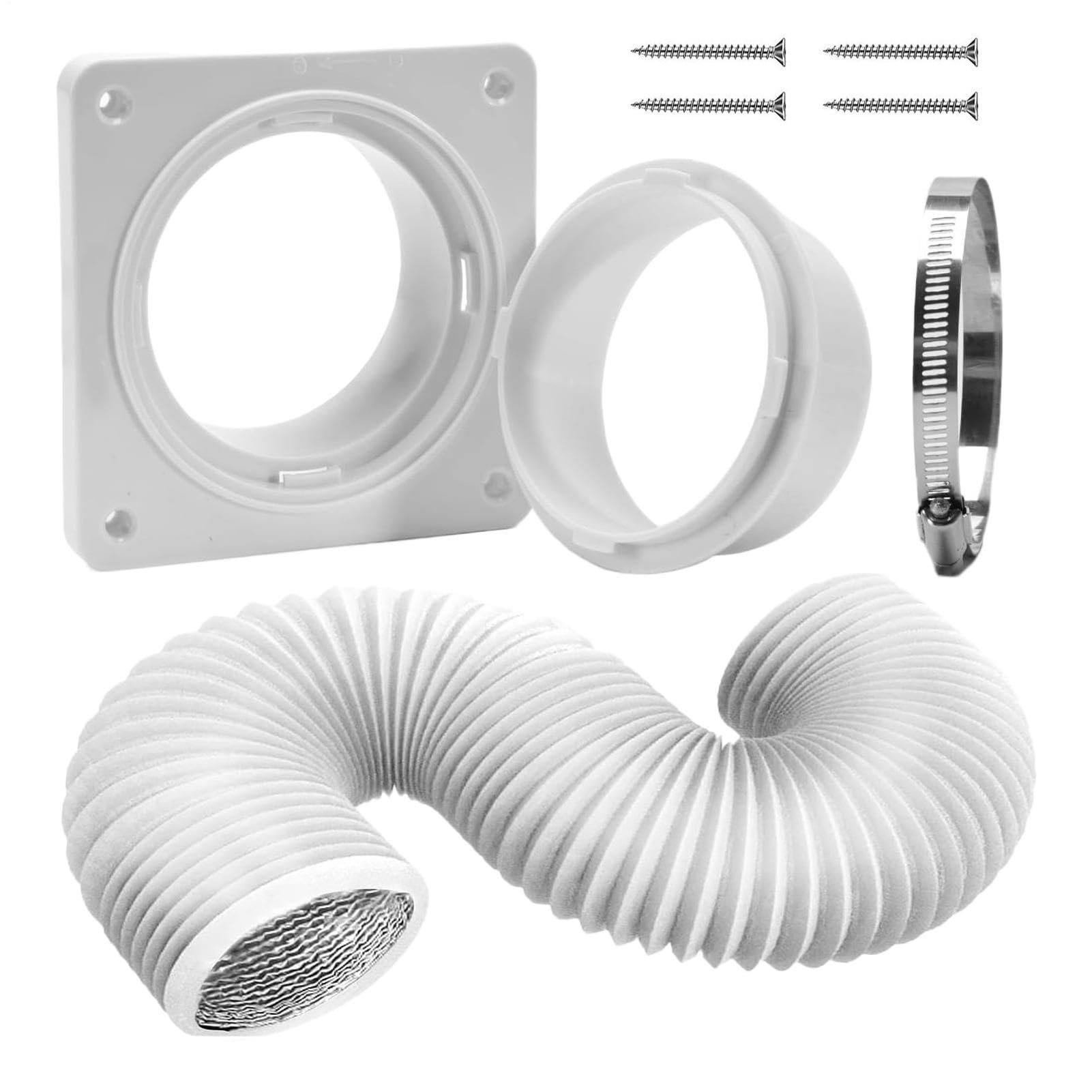 Portable Air Conditioner Window Vent Kit, Ac Vent Wall Mount Connector with Hose, Connector Parts for Air Conditioner Wall Mounted Plate for Exhaust Ventilation Fans Room Circulation