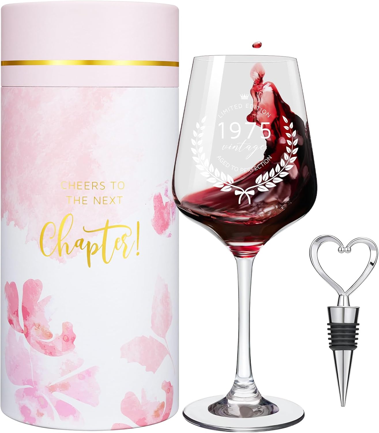 AW BRIDAL 50th Birthday Wine Glass Gift+Deep Shadow Boxes