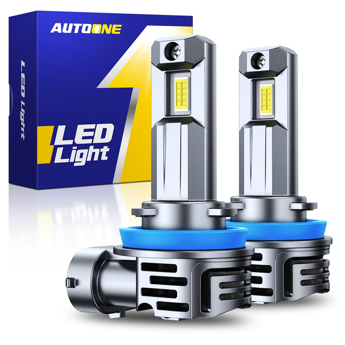 AUTOONE H11 H8 H9 LED Bulbs, 80000LM Super Bright 6500K White,1:1 Mini Size