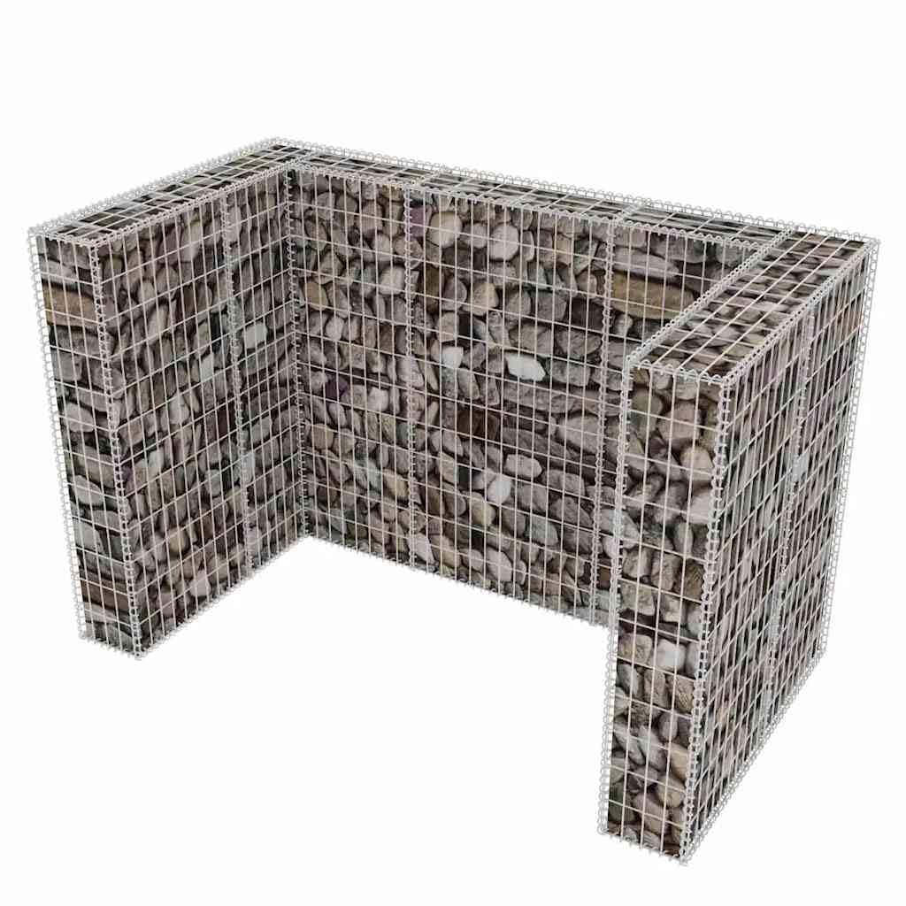 Générique Cadre à Gabion de Poubelle Double Acier 180 x 100 x 120 cm, Maison & Jardin, Produits ménagers, Accessoires pour conteneurs à déchets, Cache-conteneurs à déchets, Argent, (Poids 33.4KG)