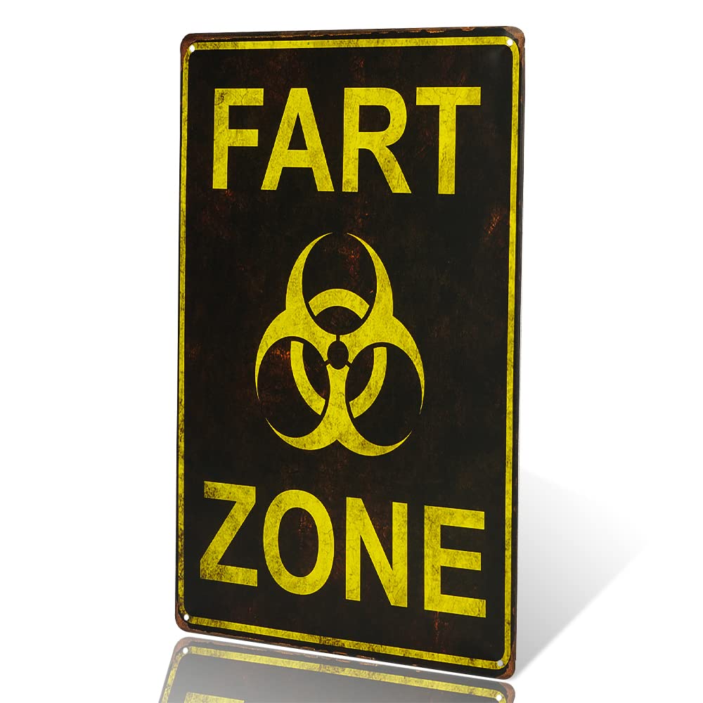 dingleiever - Warning Fart Zone Novelty Metal Sign Bar Pub Garage Diner Cafe Home Wall Decor