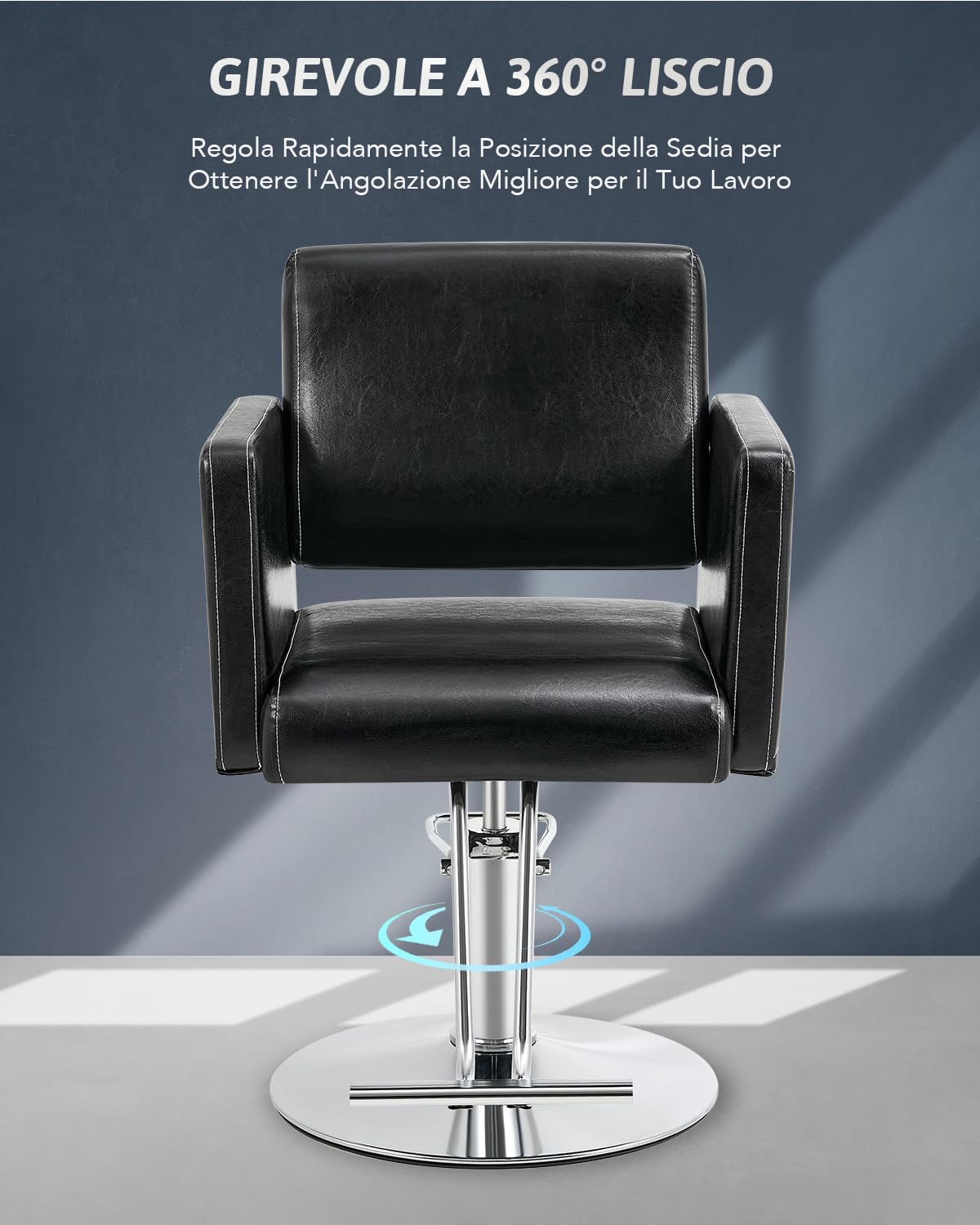 CO-Z Fotel fryzjerski Klasyczny fotel fryzjerski z obrotową o 360° wysokość regulowana 15 cm i pompą hydrauliczną, stalowa podstawa o pojemności 200 kg do salonu kosmetycznego tatuaże