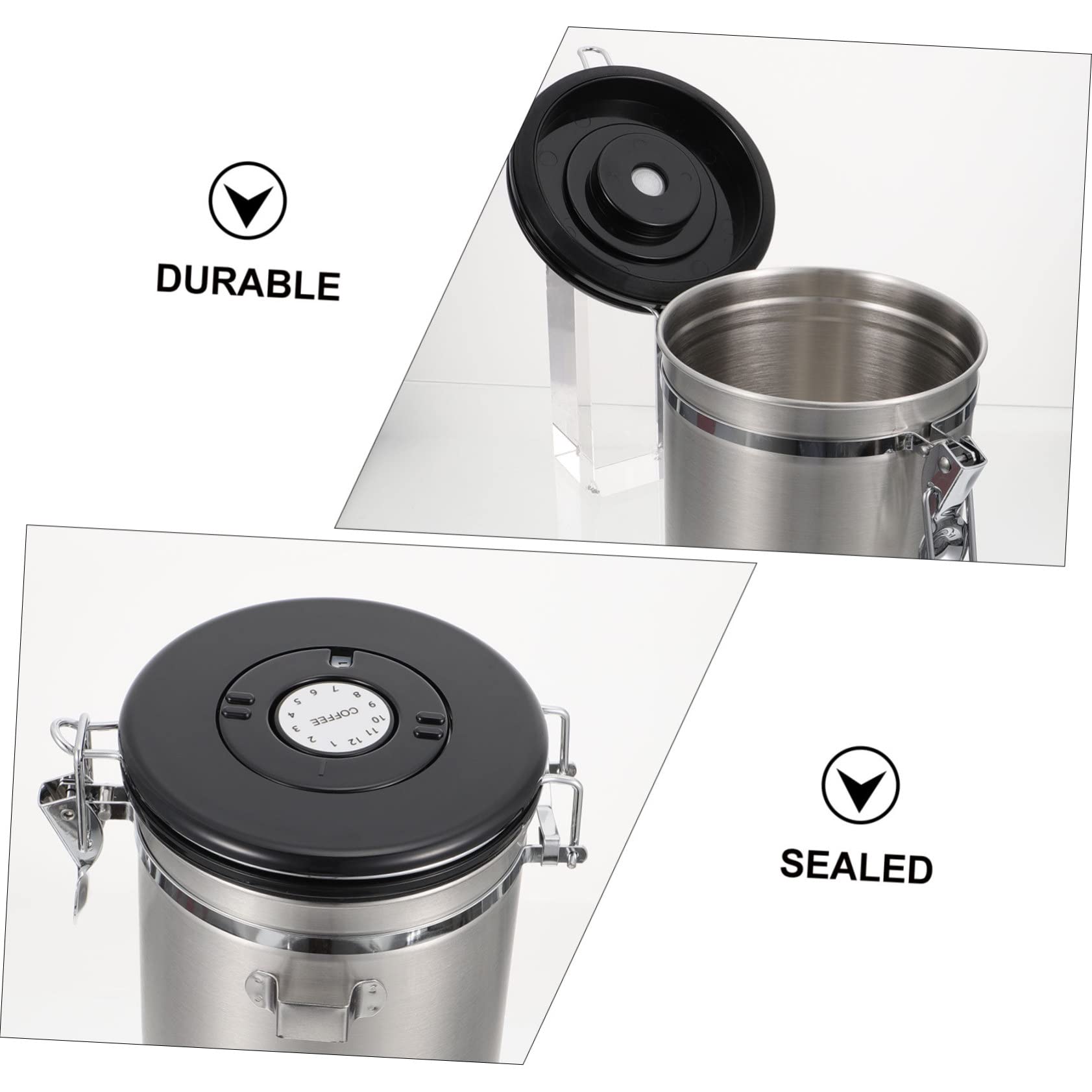 Ciieeo 2 Stk Kaffeebohne luftdichte Dose Behälter Teebeutel-Schubladen-Organizer Korb coffee beans container kaffeedose vakuum verschlossenes Glas Kaffeebohnenglas Edelstahl 304 Silver
