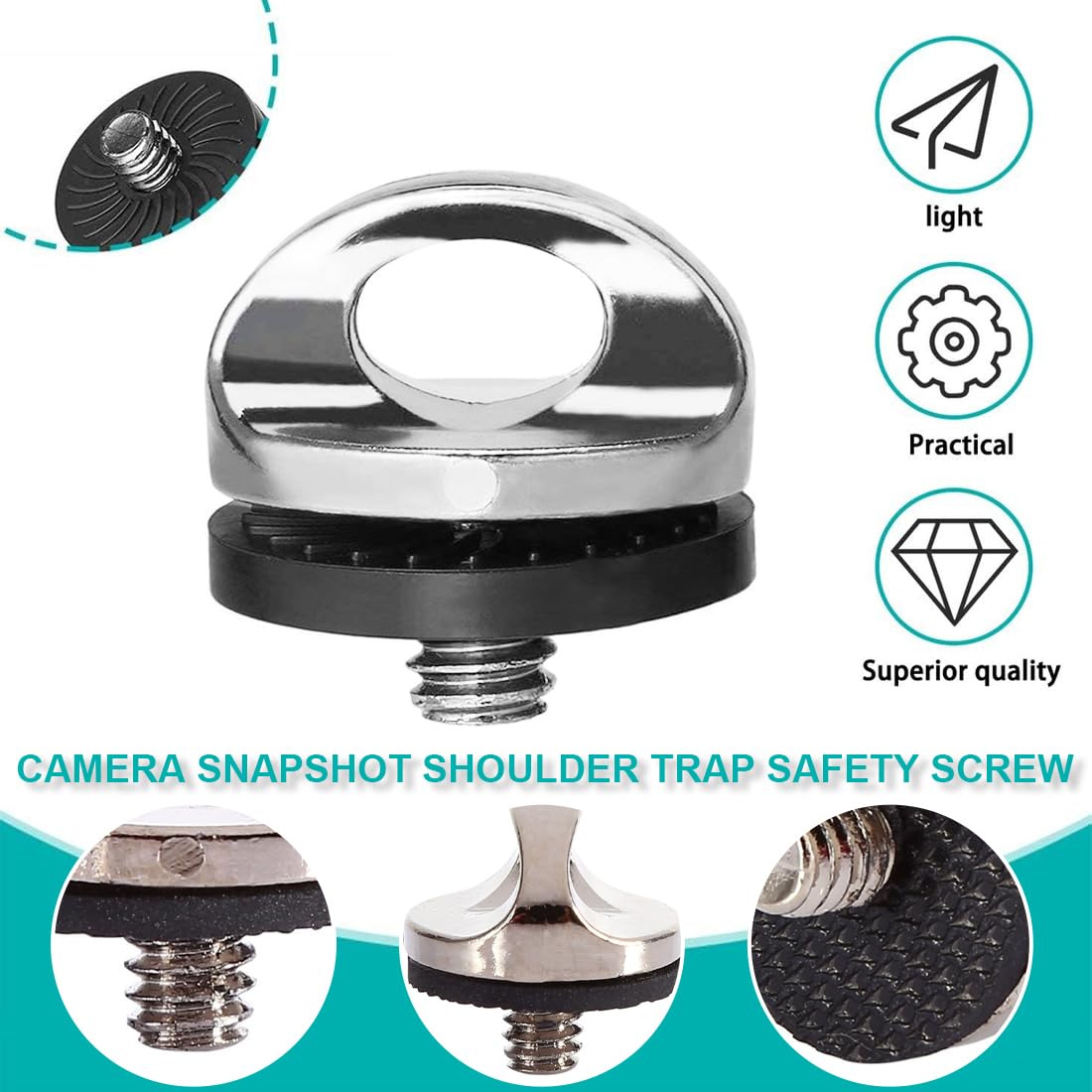 2 Vis D-Ring 1/4" Rigych - Acier Inoxydable Pour Dragonne Appareil Photo/Trépied - Support 5kg