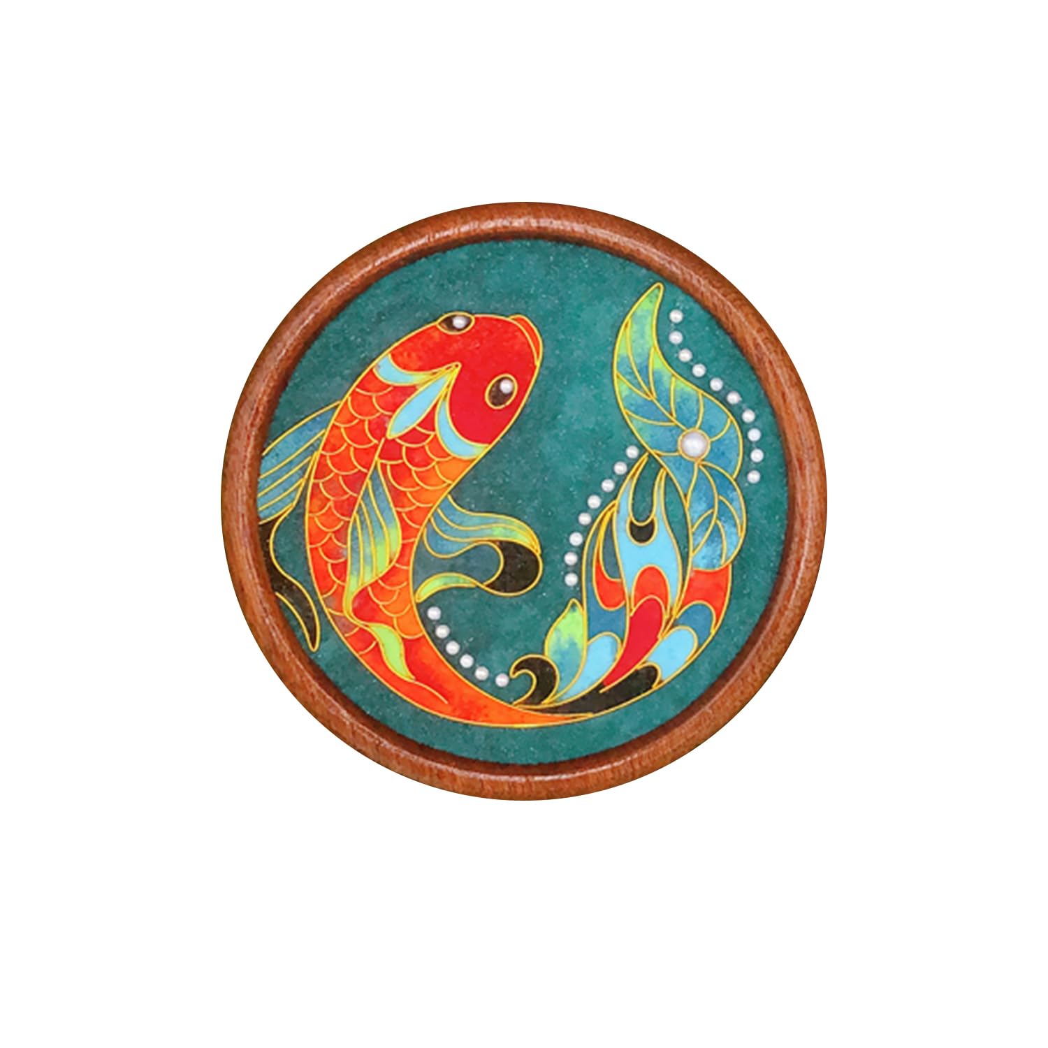 Fish Design Filigree Enamels DIY Coasters, Koi Fish Pattern Cloisonne Enamel Material Package