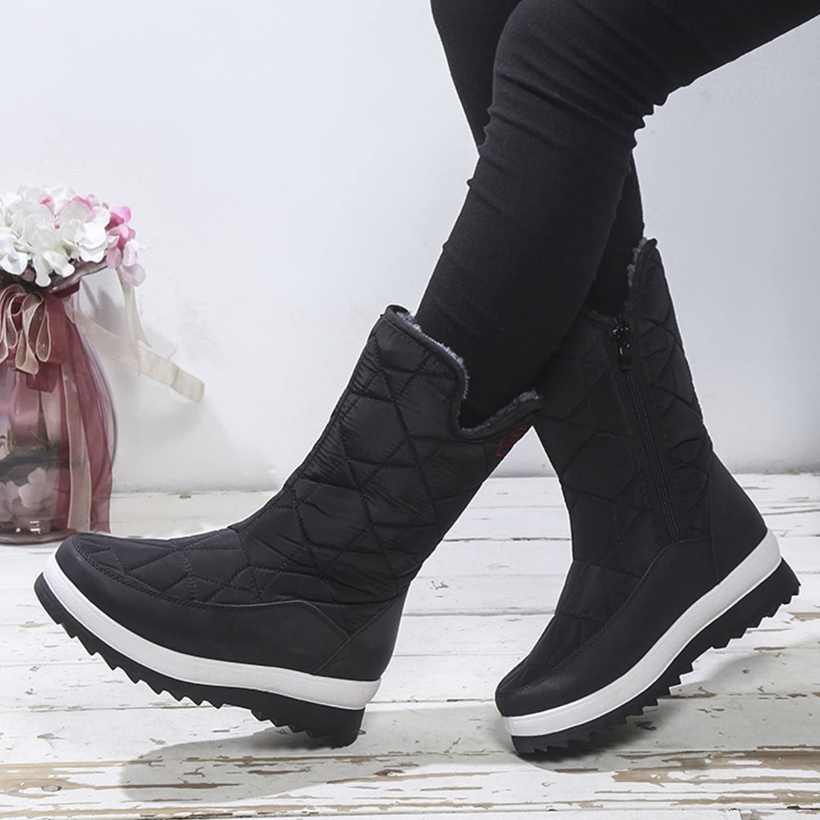 Scarpe Neve Donna 2026 Stivali da alla Autunno e Inverno Fondo Spesso Antiscivolo Cerniera A Tubo Lungo Caldi Confortevoli Scarponcini Uomo Invernali Stivale