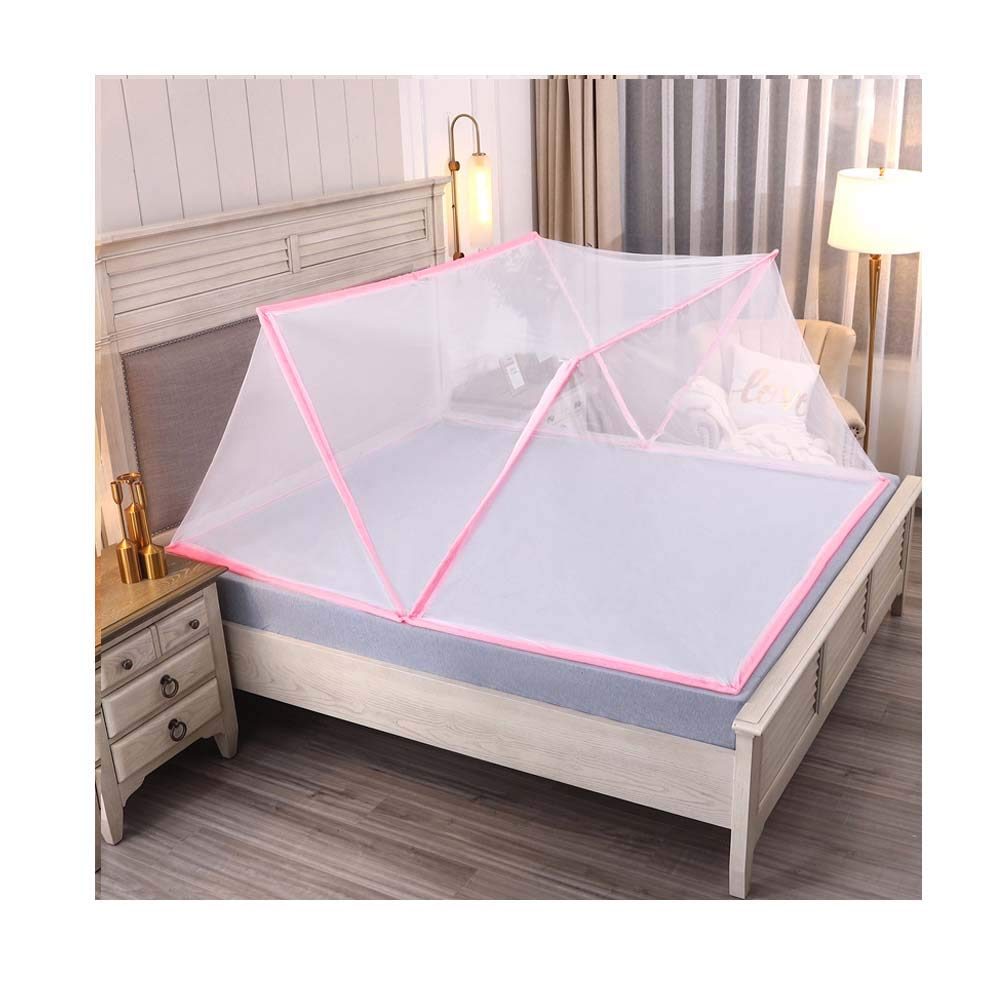 Mosquitera, Dosel para Cama, portátil, Plegable, sin Fondo, con cifrado, para Viajes, Cortina de Camping con Doble Puerta Plegable (100 cm x 190 cm, Rosa)