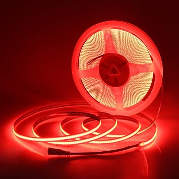 Aclorol Led COB Light Strip 10M Red Led Strip Lights Flexible Led Strip Lighting 24V Tape Lights for Bedroom Cabinet Other DIY Lighting 320Leds/m 10MPower Supply& Dimmer Not Included