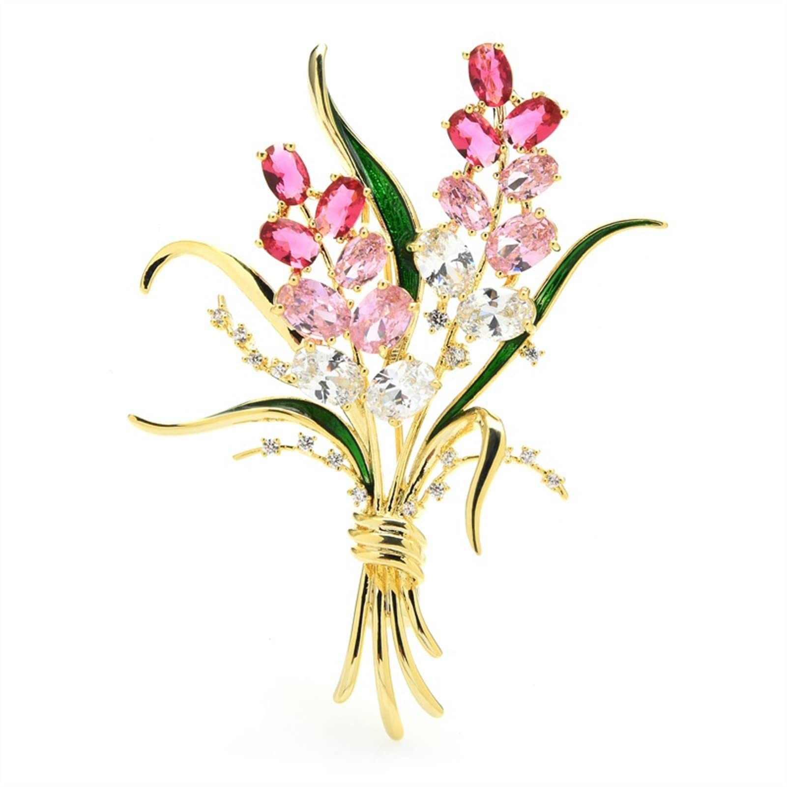 Pinna Tende Accessori la Donna Elegante Smalto smaltato Classico da Festa a Forma di Grano per Spilla (Colore Metallico: Rosa) Doccia