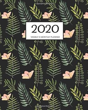 2020 Weekly and Monthly Planner : A 12 Month Dated Calendar for Women with Personal Daily Goal Planning, Gratitude Coloring Affirmations, Inspirational Quotes, to Do Lists - Black Floral Fern Forest