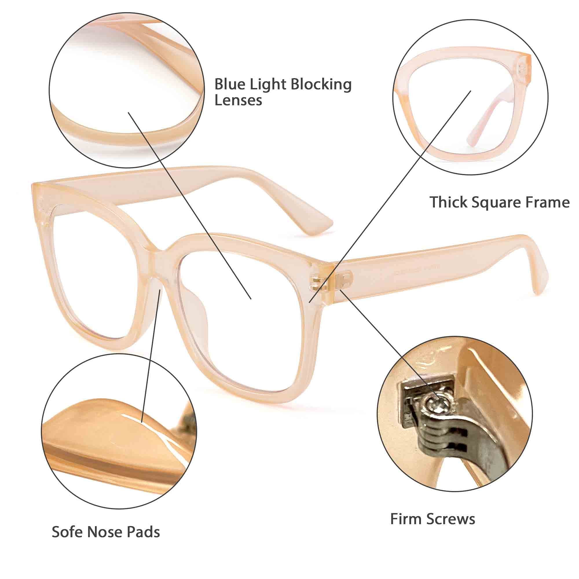 JIM HALO Occhiali Luce Blu Grande Quadrati. Comodi e Resistenti a Schermi e Monitor. Per Donna - Uomo.