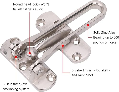 Vista 3 de Paquete de 3 pestillos de seguridad para puertas batientes con bisagras, cierre de seguridad secundario para niños, hogar, hotel, apartamento, Blanco