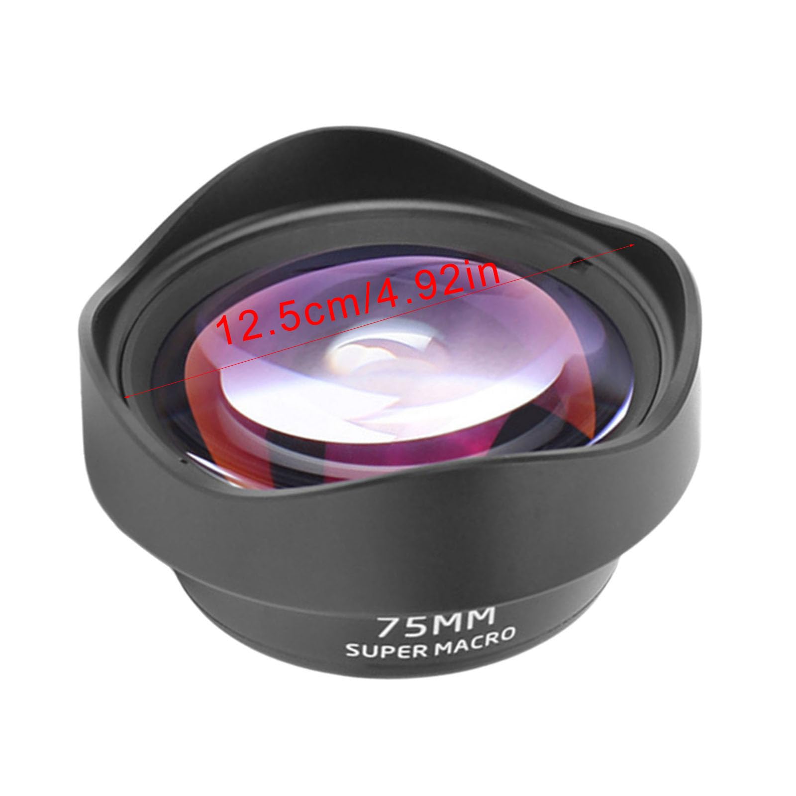 Lente macro profesional de 75 mm con efecto DSLR para teléfono, lente telefoto externo para la mayoría de smartphones, color negro